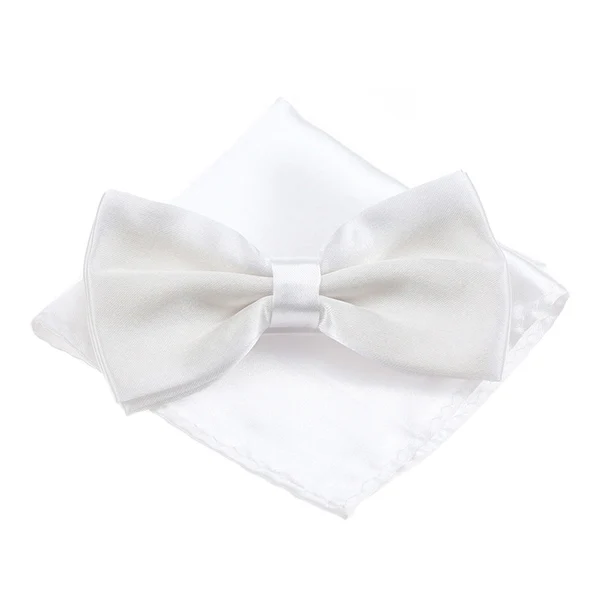 DQT Men's Plain Satin Necktie & Pocket Square Set - Silver, 3.5" Wide Tie, 11.75" Square, For Weddings & Formal Wear - View #2
