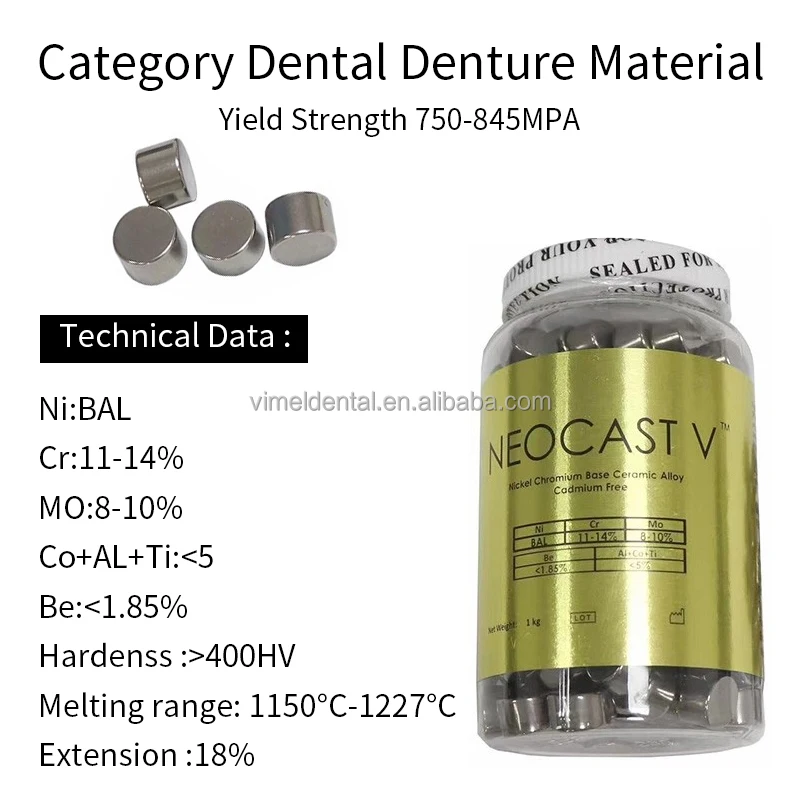 G Dental Alloys With Beryllium Neocast V Ni Cr Base Nickel Metal Filling Chrome Porcelain