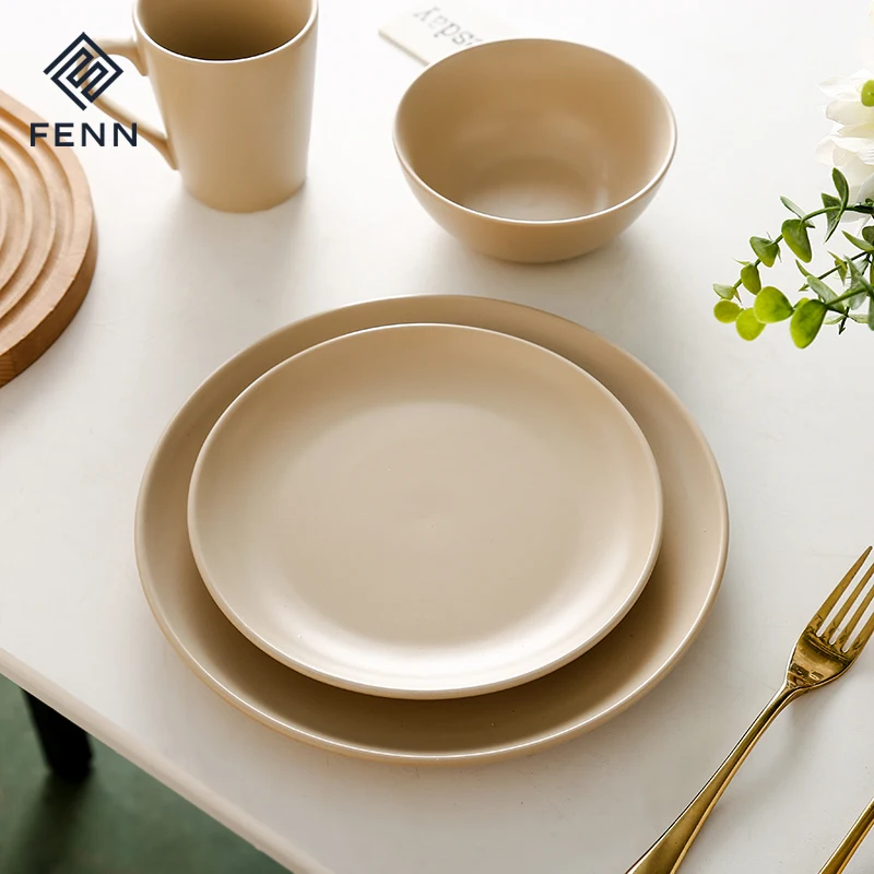 FENN Custom 6/8/10/12 Inch Ceramic Factory Price Multiple Colors Nordic Ceramic Dinner Plate in Wedding Porcelain Plate Set