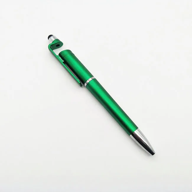 Promotional Gift Customized Logo Printing Blue Plastic Ball Pen With Touch Screen and Mobile Phone Holder