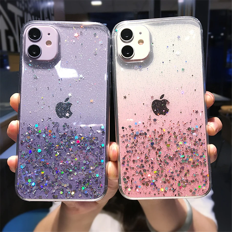Capa De Celular De Arco-íris Com Glitter,Capa Fofa Para Iphone 12 Pro 11  Pro Max Xs Max Xr X 7 8 Plus 12 Mini Se 2020 - Buy Original Acessórios Do  Telefone