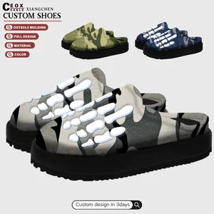 2026 Customized logo Leather Mules Men Puffy Outdoor Slipper Sliders Bone Casual Leather Cork Shoes Custom Mules Clogs Unisex