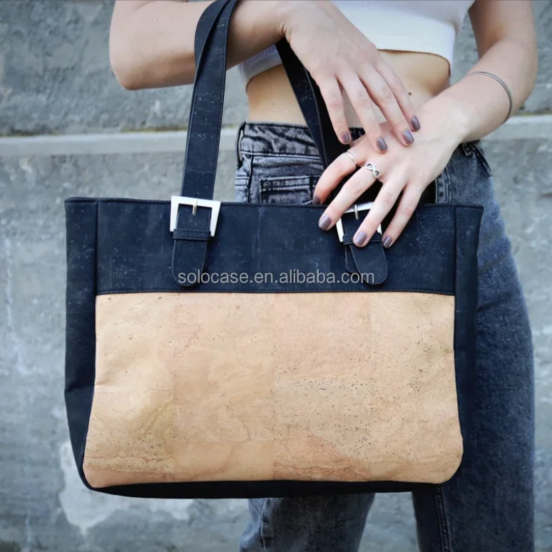 Leather Canvas Cotton Cork Tote Bag