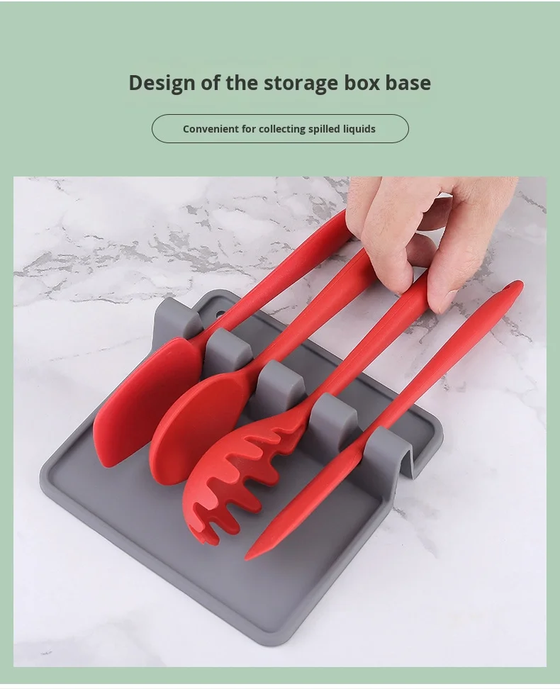 Household Silicone Kitchen Utensil Rack Spoon Holder Storage Pad for Spatula & Soup Spoon Pot Clips & Spoon Rests supplier