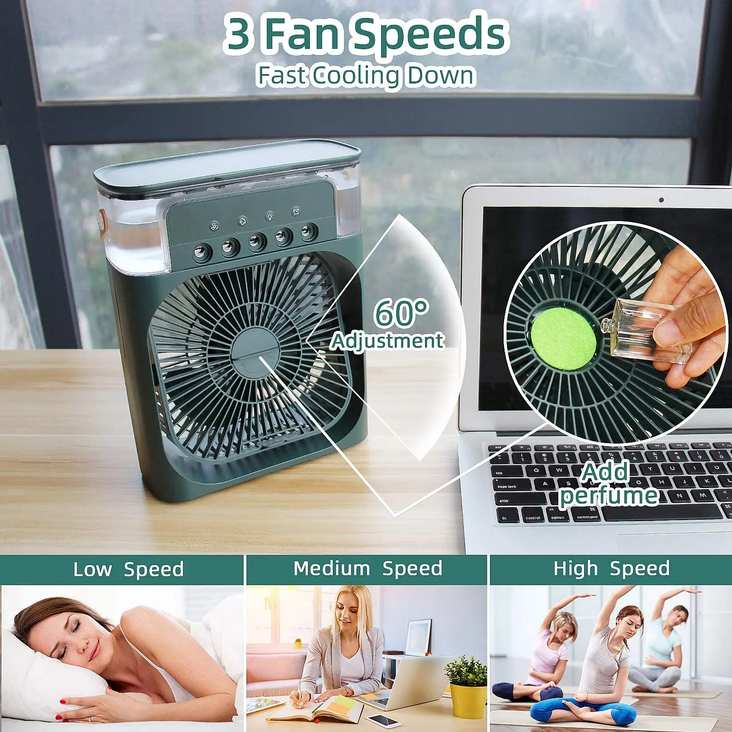 Portable Desktop Cooling Fan With 3 Speed Settings For Home_voghion.com