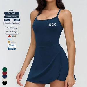 High Support Adjustable Straps Women Yoga Jumpsuit Open Back Cloud Soft Quick Dry Fitness Golf Tennis Wear With Inner Shorts