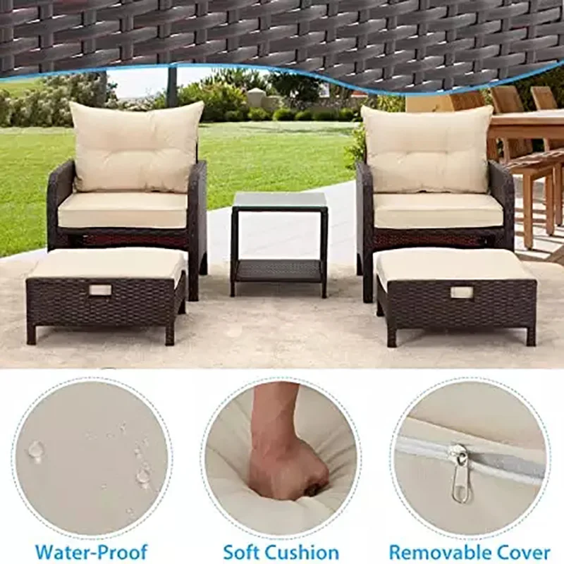 Classic Style Space Saving Wicker Rattan Chairs Garden Sofa Set Outdoor