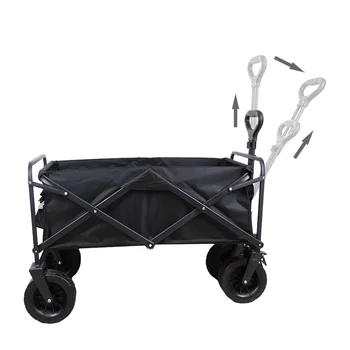 Collapsible Folding Wagon Cart with Utility Big Wheels Folding Wagon Outdoor for Beach Camping Garden