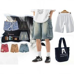 OEM & ODM New Arrival Men's Distressed Print Denim Shorts Summer Casual Straight Pants Mid Waist Side