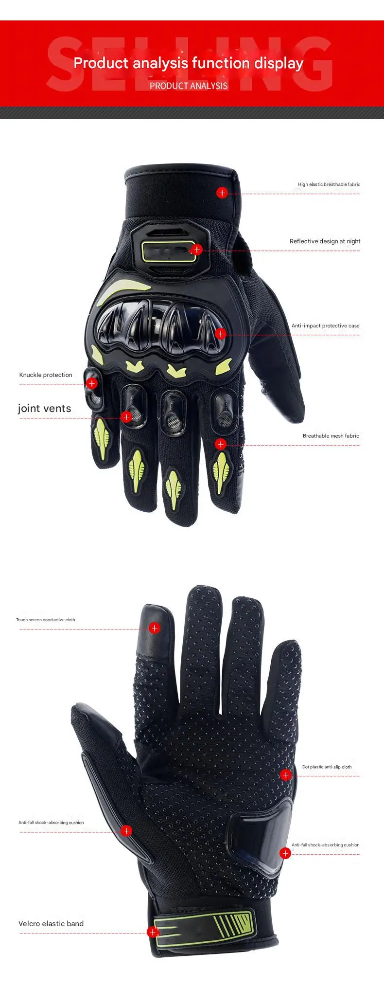 Men and Women Full-Finger Touchscreen Cotton Motorcycle Gloves in Black/Red/Pink/Blue for Road Racing and Cycling