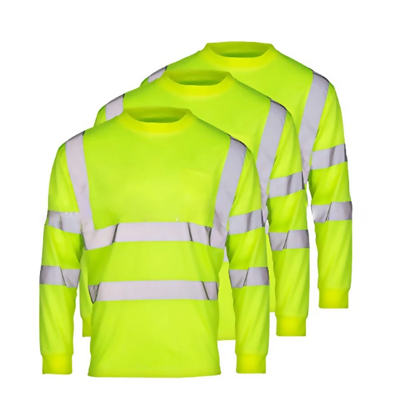 Hi Vis High Visibility Reflective Safety Long Sleeve Shirts Orange Fluorescent T Shirt