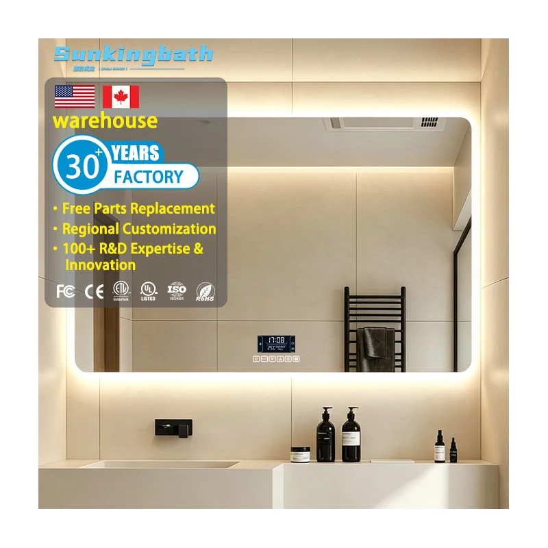 Morden Led Bathroom Mirrors 3000k-6000k Illuminated Adjustable Rectangle Smart Mirror 130x80 Bathroom Mirror with Led Light