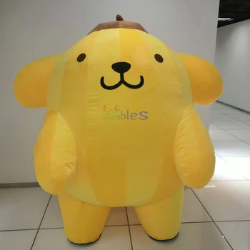 2m Cartoon Character Pom Purin Dog Inflatable Mascot for Theme Party Popular Inflatable Pom Purin Dog Fur Plush Running Costumes