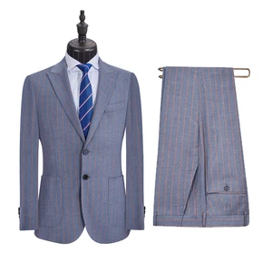 Two-piece Set with Wide Grey Stripes Custom Suit Manufacturer Mens Suits High Quality Wedding Suits for Men
