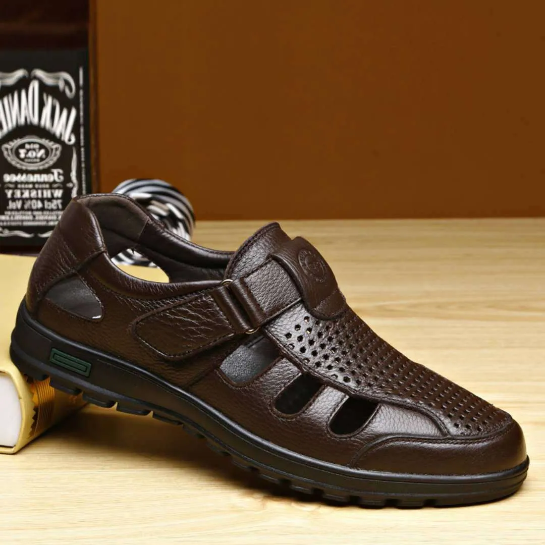 Summer Sandals Men New Genuine Leather Hollow Shoes Beach Style New Arrival Men Sandal