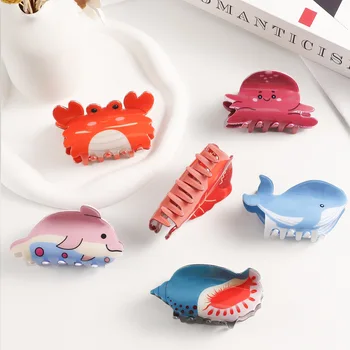 Cute Cartoon Little Dolphin Hairpin Elicate Claw Clip Hair Clip with Sea Animals Sweet Style