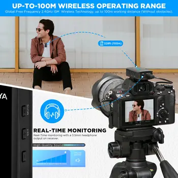 BOYA BY-XM6-K2 Wireless Lapel Microphones With Charging Case for Cameras Phones DSLR Clip on Mic for YouTube Interview detail image