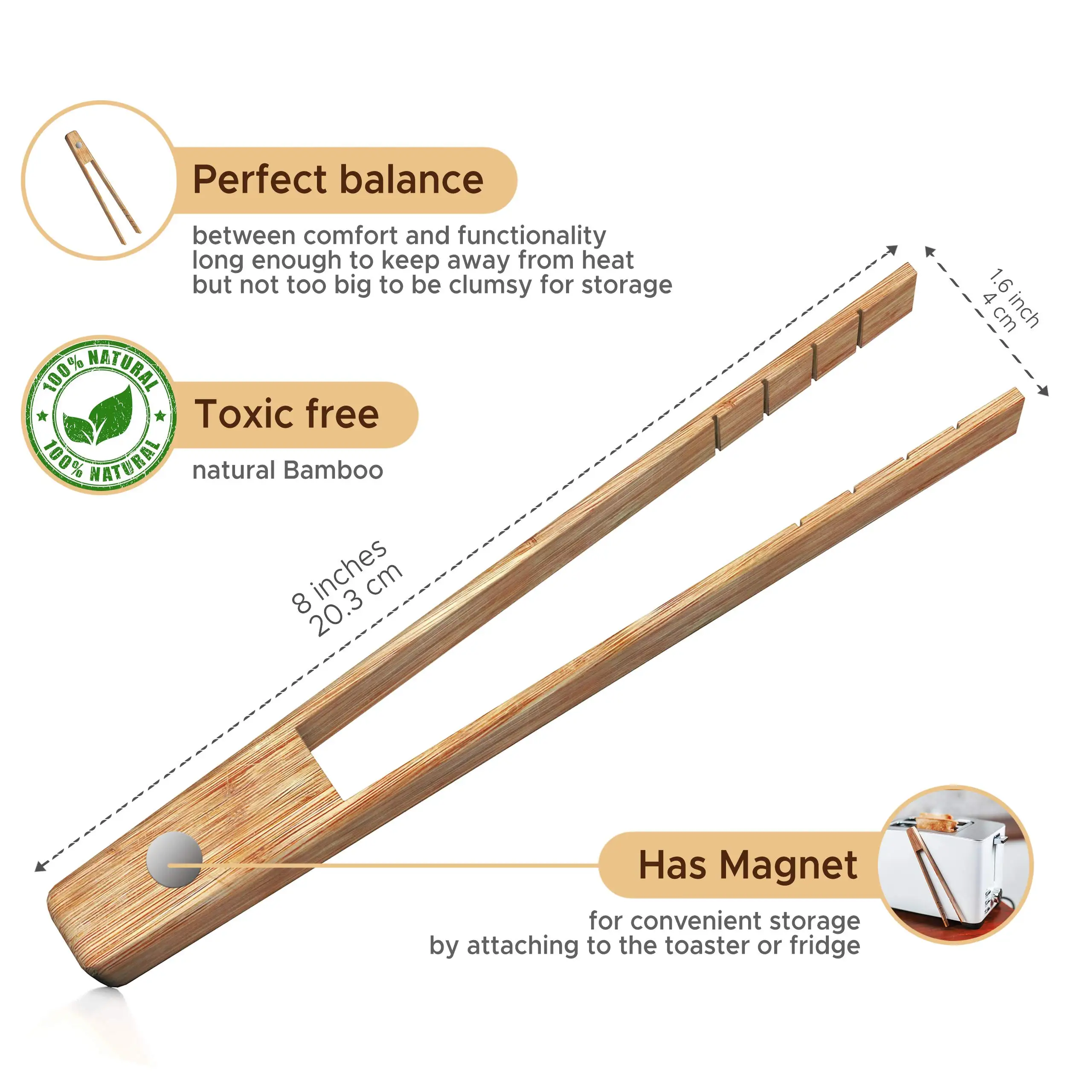 2024 Горячие бамбуковые щипцы для тостера из натурального дерева кухонные тосты экологически чистые космические