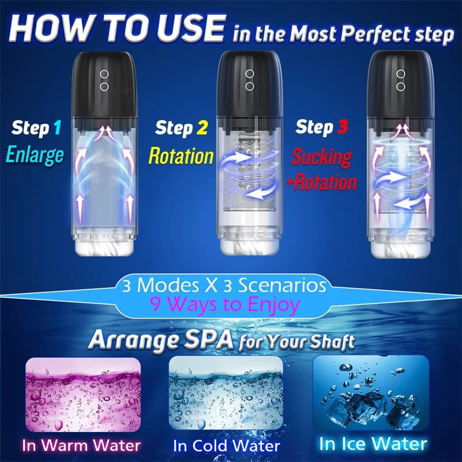 Automatic Sucking Men Masturbators - Upgraded 7 Vibration & Suction Hands  Free Pocket Pussy Male Stroker