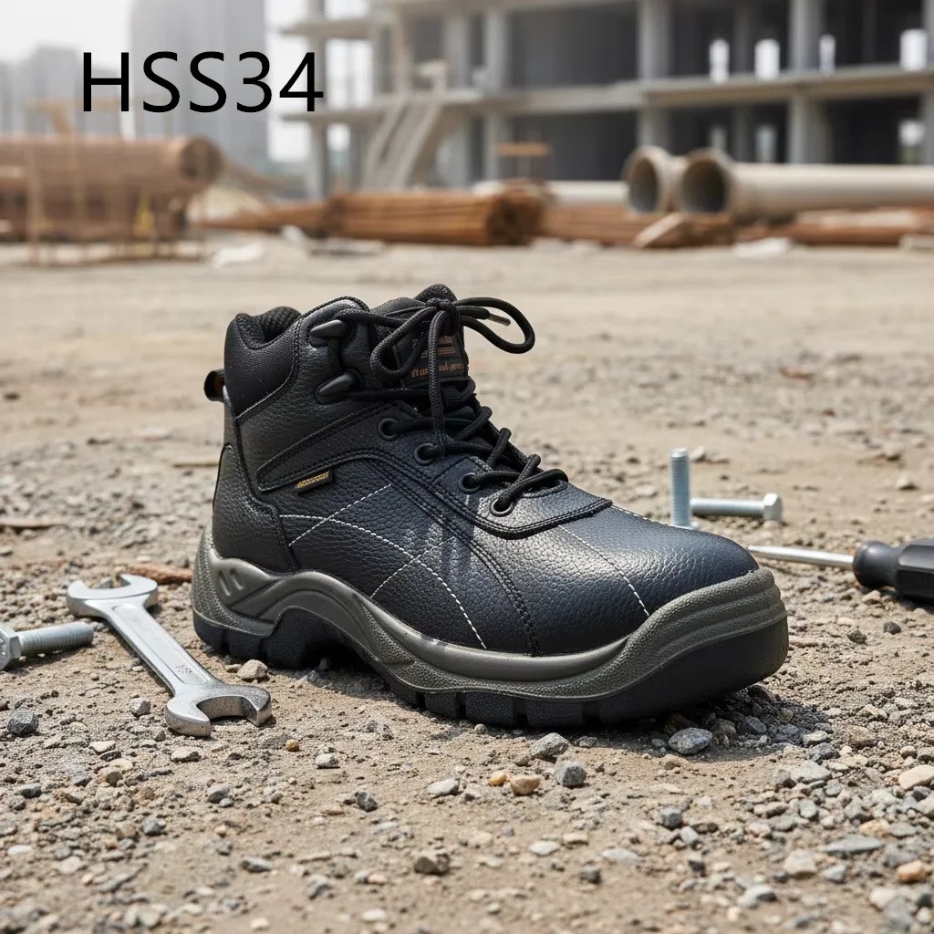 LXG,Construction Roofing Sleeker Appearance Anti-hit Work Boots Chemical Industrial Acid&Alkali Resistant Safety Shoes HSS34