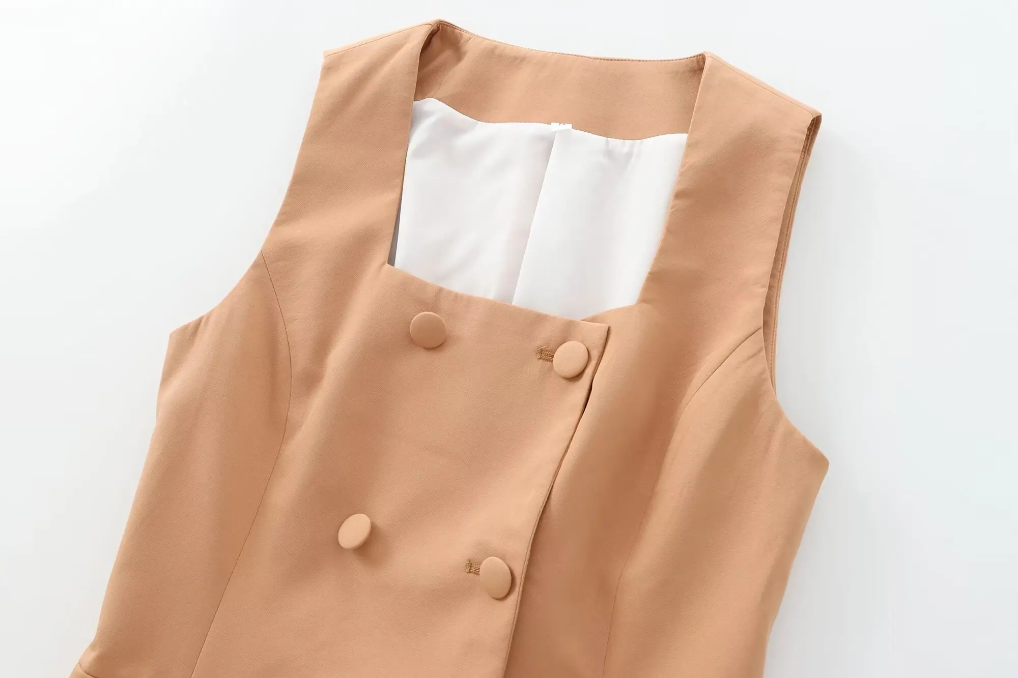 Set Woman 2 Pieces2024 Fashion Button-lined Vest Female + Straight Pants With Split Trouser Legs Women's Suit