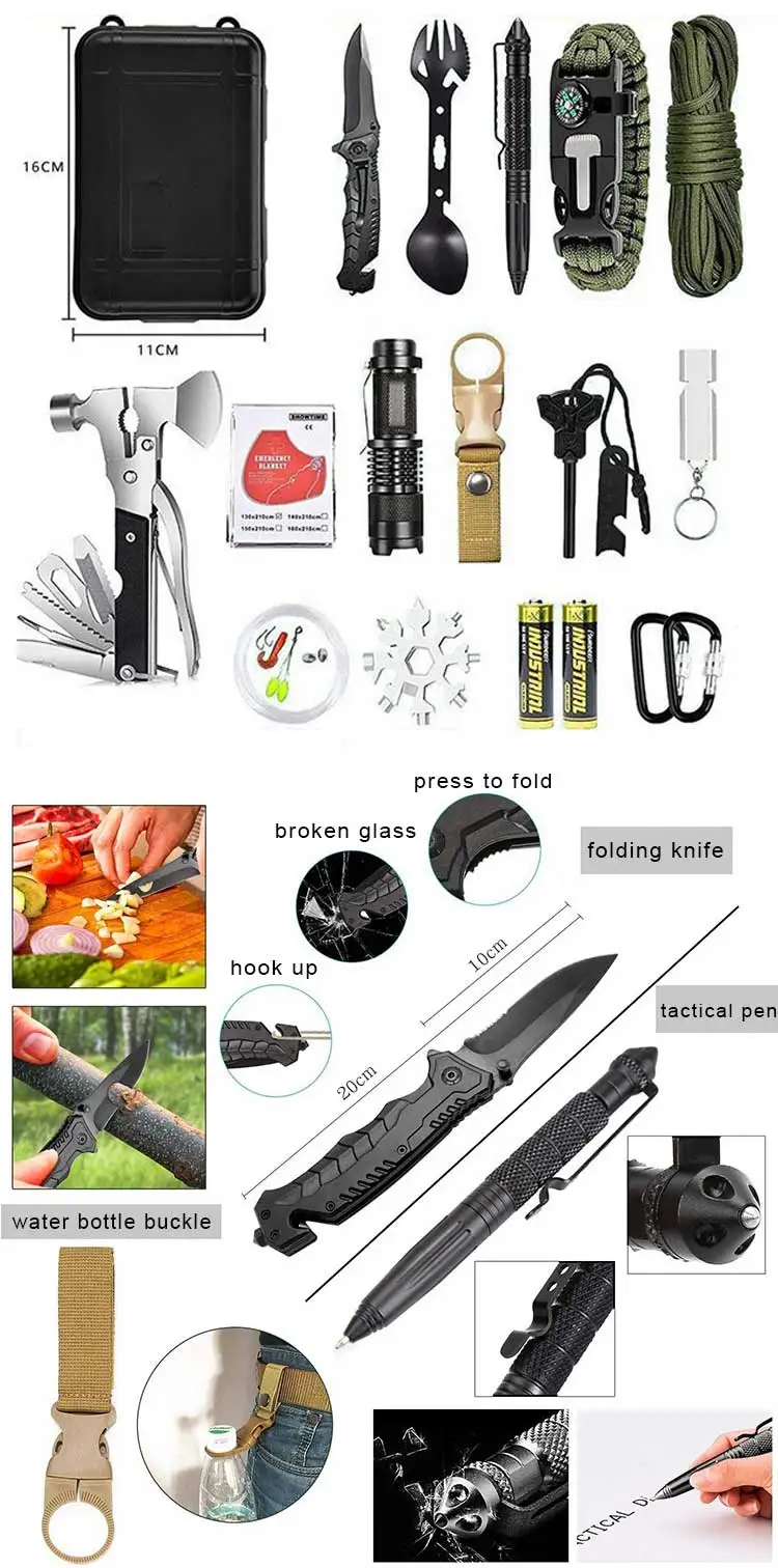 Outdoor Professional Accessories Camping Survival Kit Sos Tool