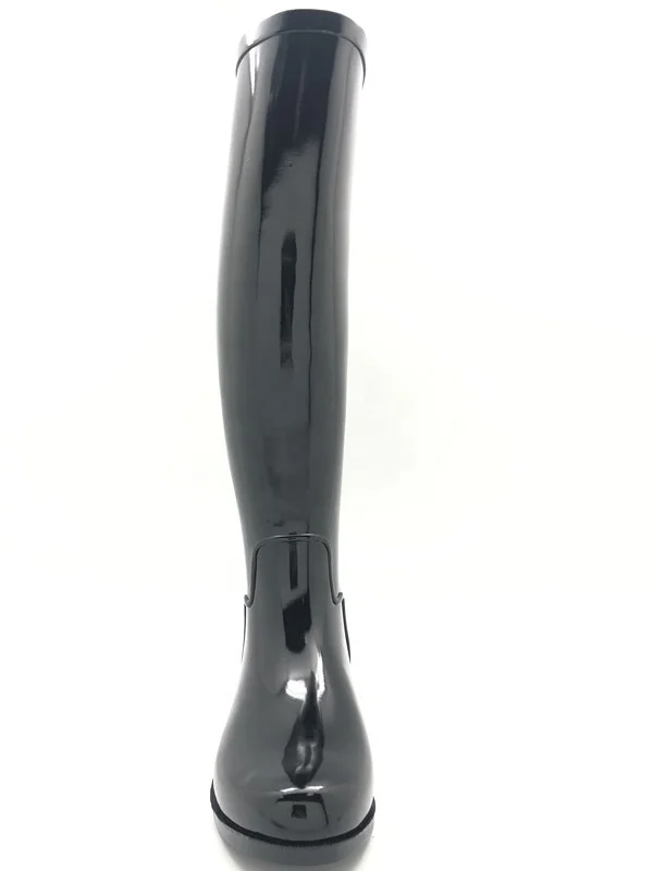 Women Black Shiny Waterproof Rubber Horse Riding Boots
