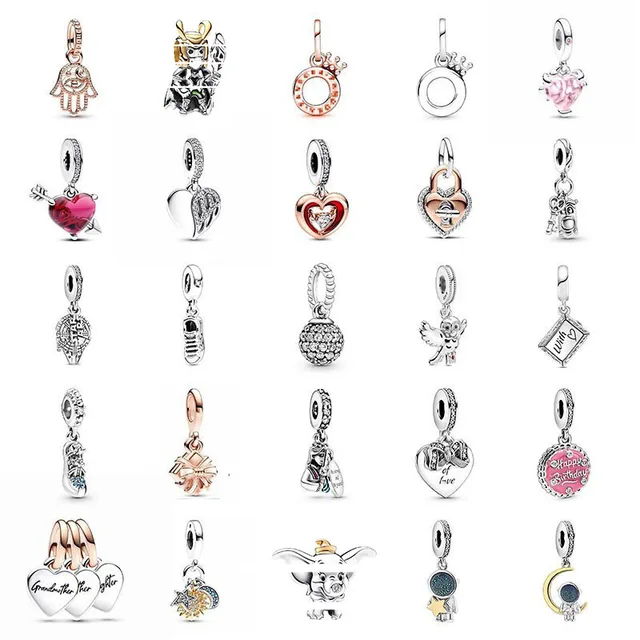 Panjia Plated 925 Silver Pendant Zircon DIY Crown Jewelry Accessories Women's Magic Eye Bracelet for Children's Love Palm