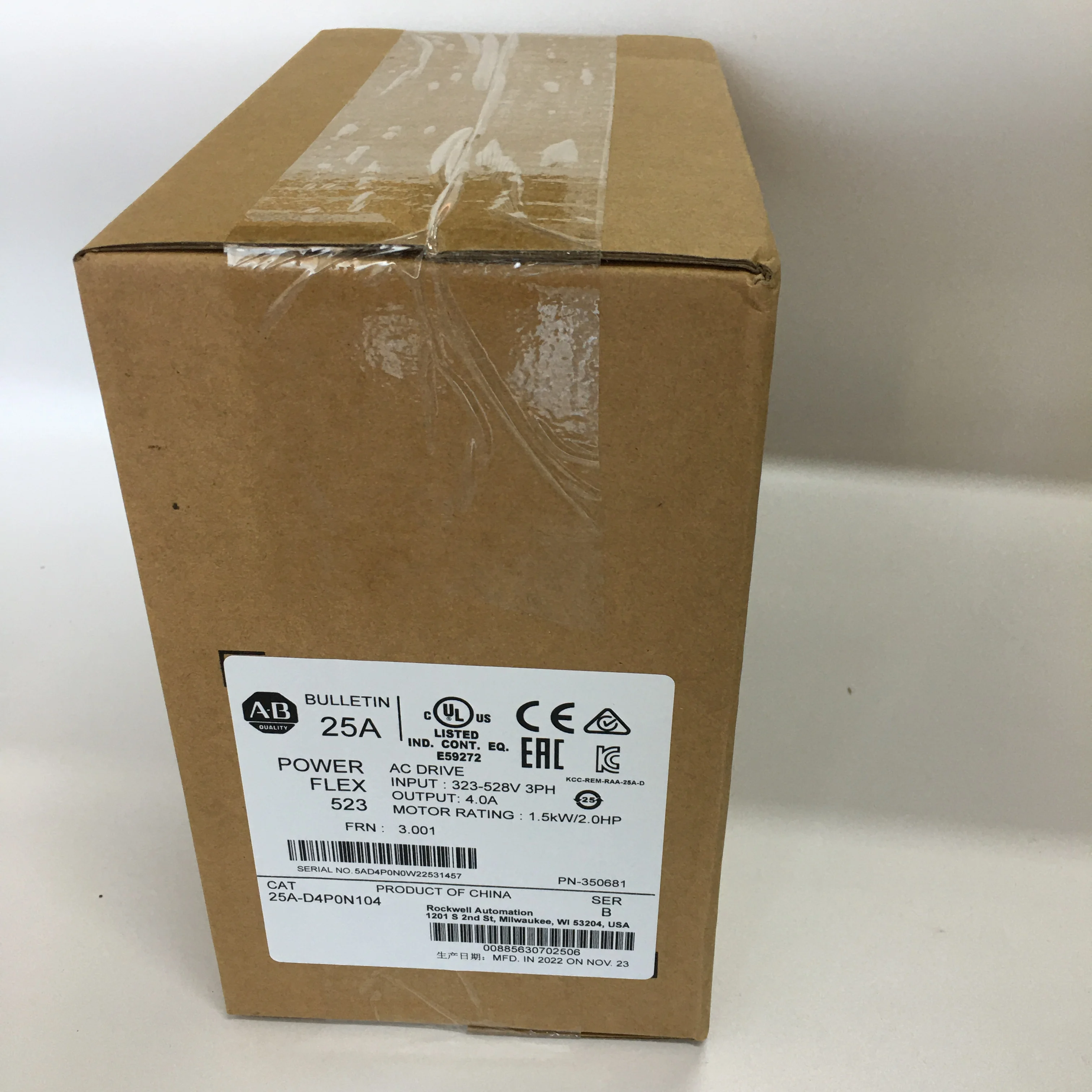 Allen-Bradley AC Drive Inverter 25A-D4P0N104