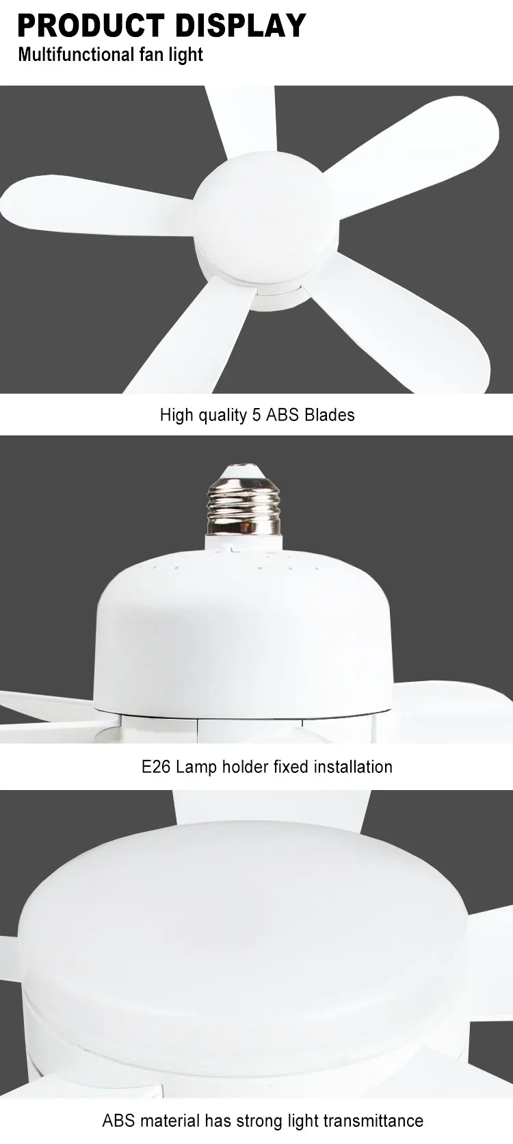 Led Farmhouse Ceiling Fan And Light Dimmable 16'' Home Kitchen Socket 