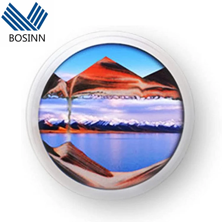 Flowing Sand Painting Frame Moving Sand Round Picture Dynamic 3D Natural Landscape Sand Frame Home Ornament Wall Art