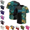 Estilo Hawaiano Negro Azul Lago Hojas de Palma Tropicales