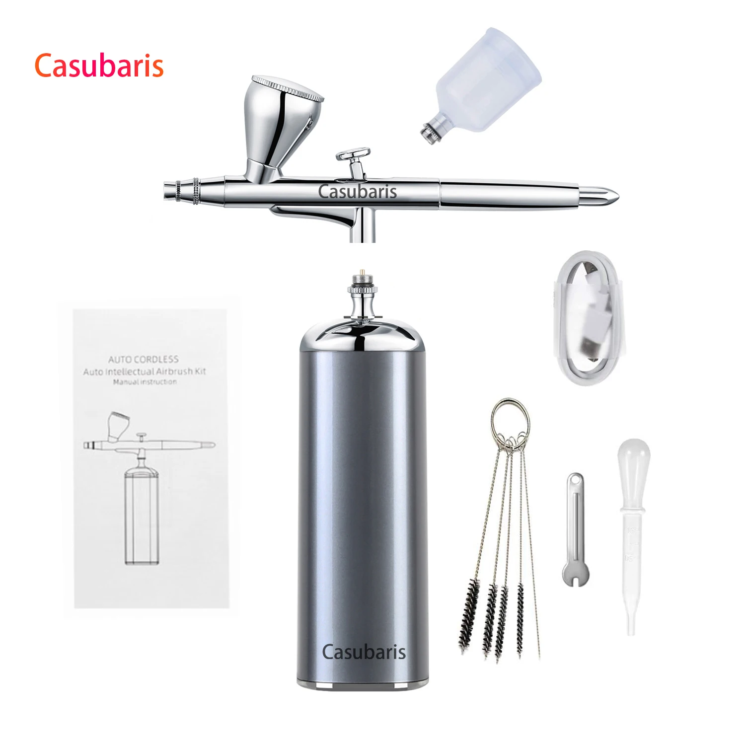 Casubaris Cordless Airbrush Kit with rechargeable auto stop dual action  Airbrush 