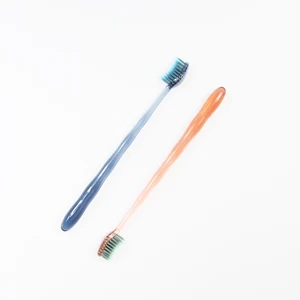 Factory Wholesale Transparent PETG High Quality Handle Adult Curved Brush Head Tooth Brush Ergonomic Oem
