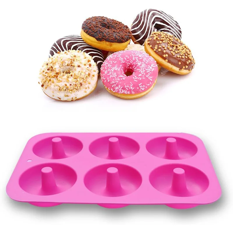 Heat Resistant and Microwave Safe 6-Hole Food Grade Silicone Donut Mold Baking Pan for Cake Tools details