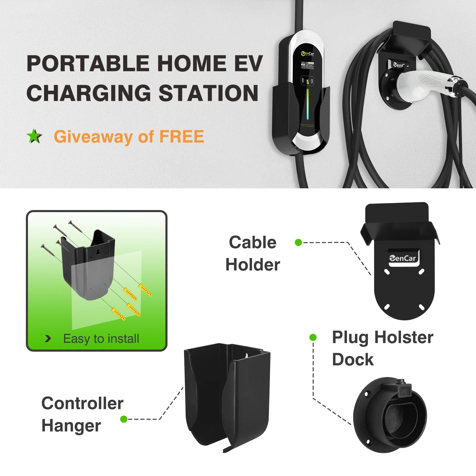 ZENCAR Model E Type B RCD EV Car Charger 10A Home Portable Ev Charger Station Electric Car Charger with UK Plug