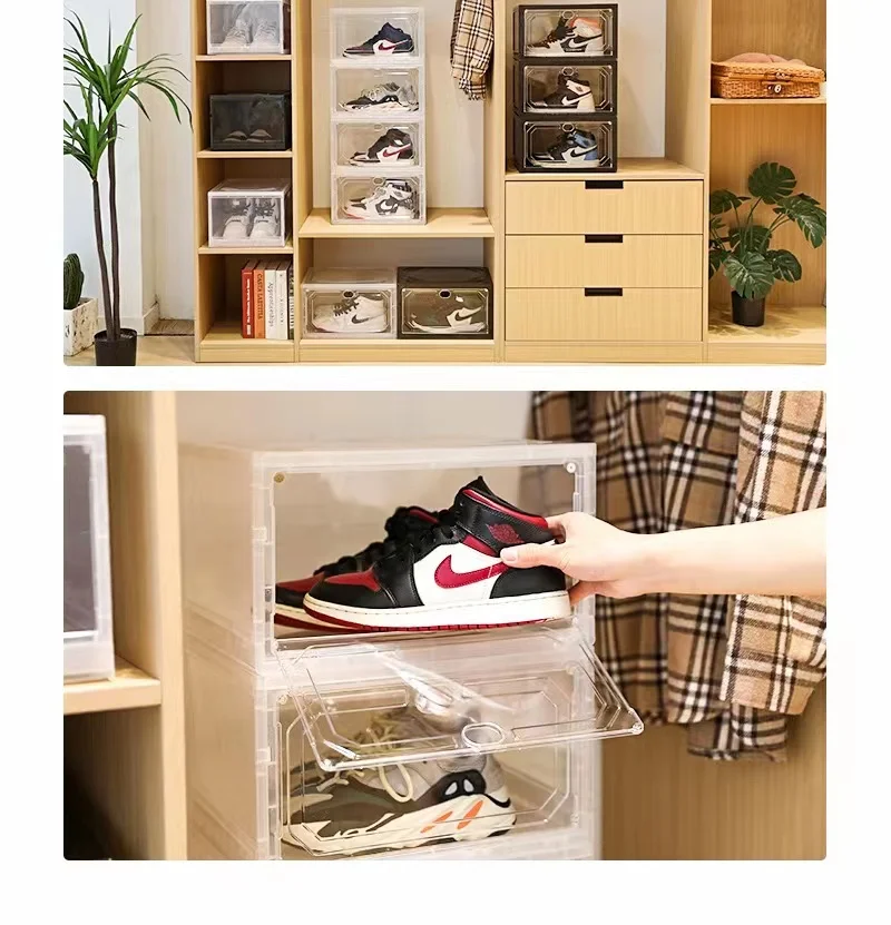 Transparent Plastic Stackable Acrylic Drop Front Clear Shoe