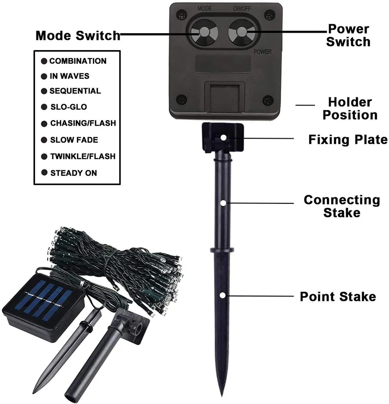 72ft 200 LED 8 Modes Outdoor String Lights Waterproof Solar Fairy Lights Christmas Solar String Lights for Garden, Patio, Fence