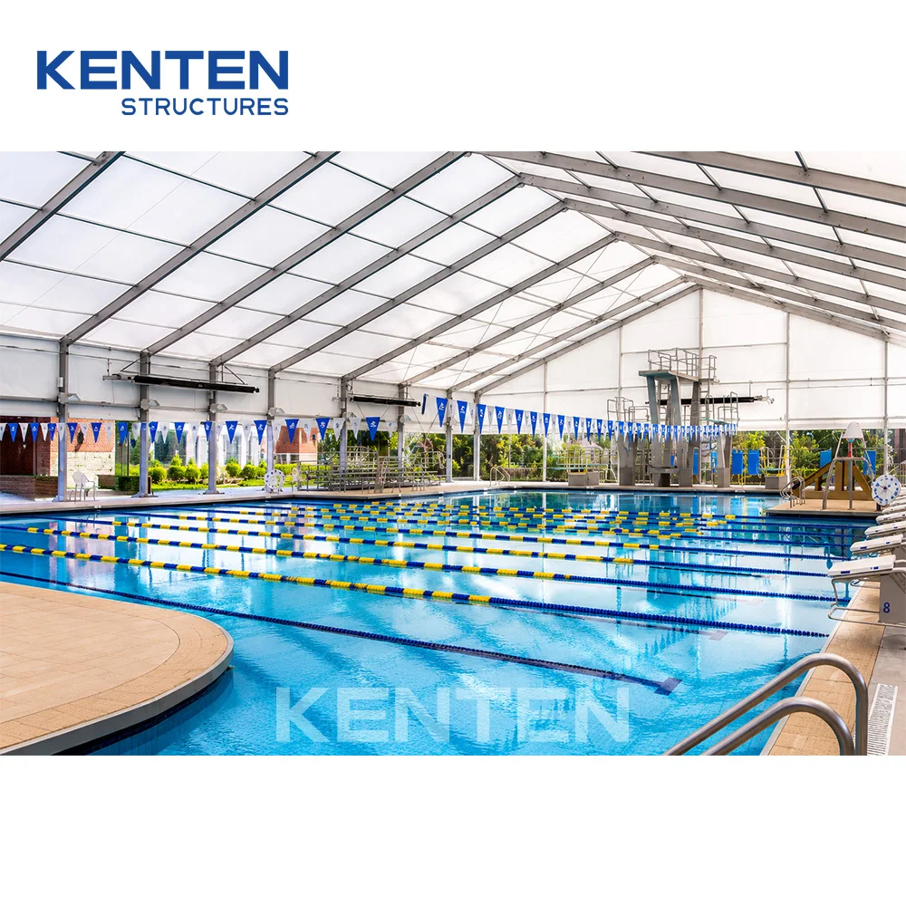 KENTEN High Quality Aluminum Frame Pvc Pool Roof Swimming Canopy Hard Cover Enclosed Cover Outdoor Sports Tent for Swimming Pool