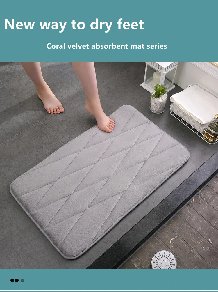 Popular Coral Velvet Environmental Protection Machine Washable Bathroom Mat Bedroom Living Room Floor Mat manufacture