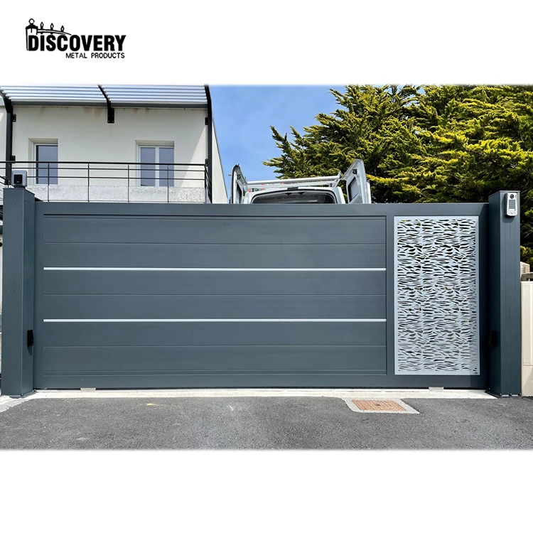 Customized European Style Laser Cutting Screen House Aluminum Sliding Gate Modern Fence and Gate for Villa  Entrance