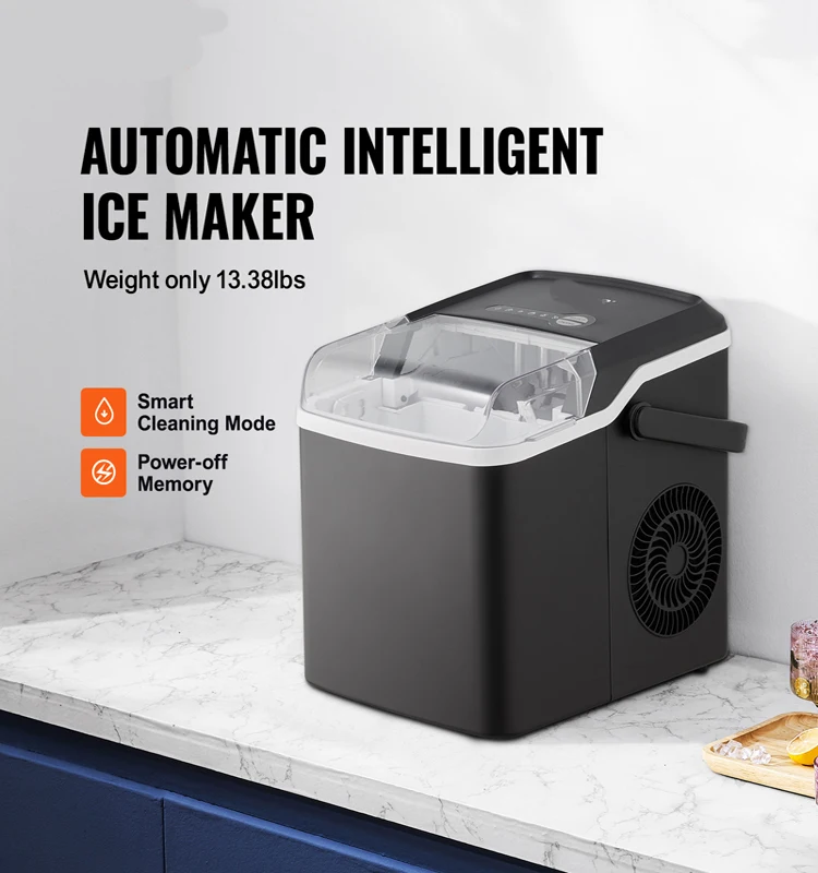 Countertop Ice Maker Self CleaningIce Scoop Basket Ice Machine 2 Sizes Bullet Ice Portable