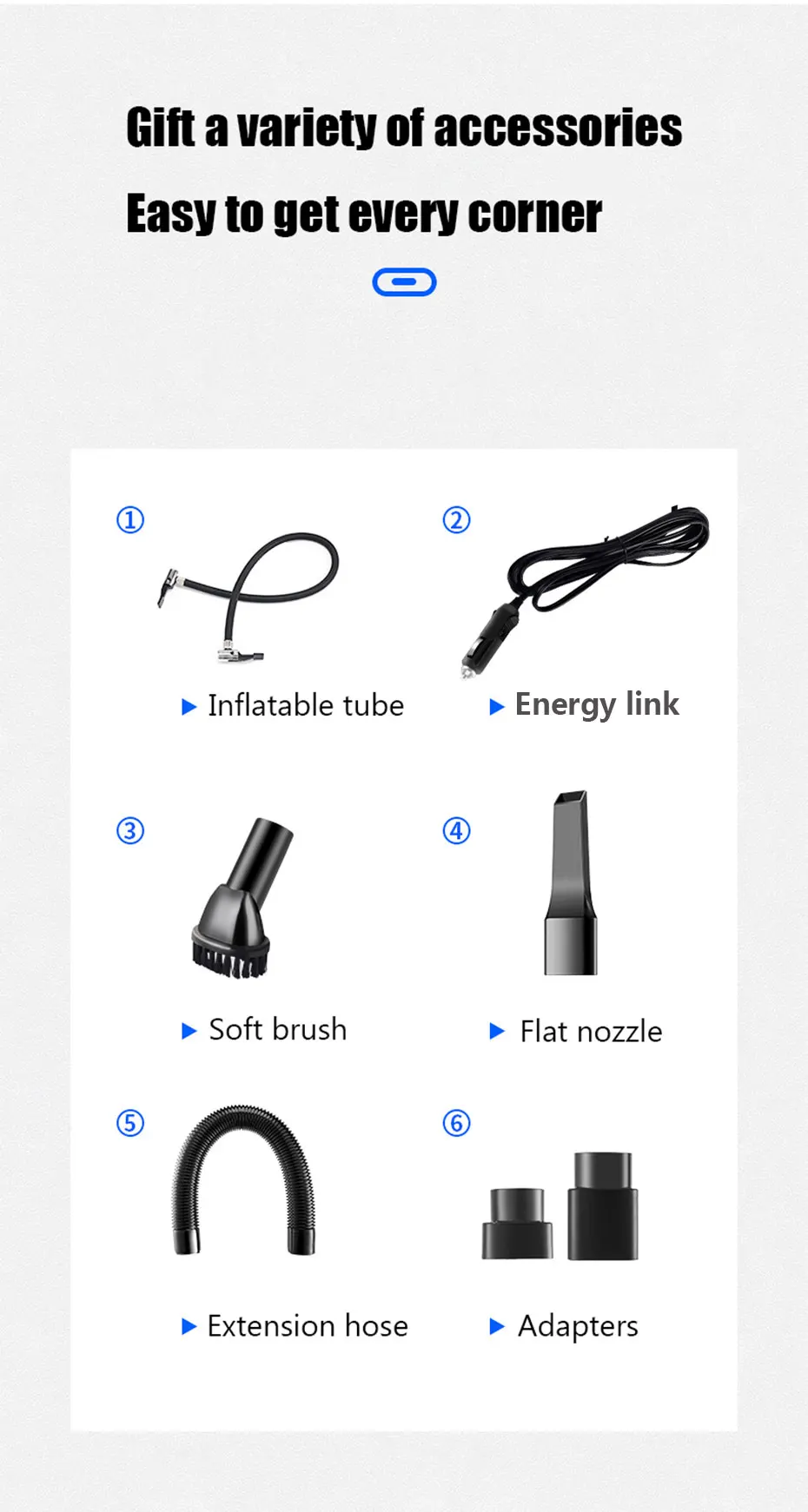 4 In 1 Car Vacuum Cleaner Tire Inflator Digital Screen Air Compressor Pump Wet And Dry Dual Use