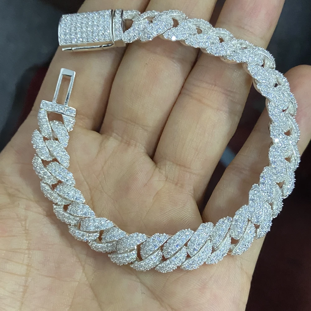 925 Silver VVS Moissanite Iced Out Cuban Link Bracelet For Men  Made  Trendily
