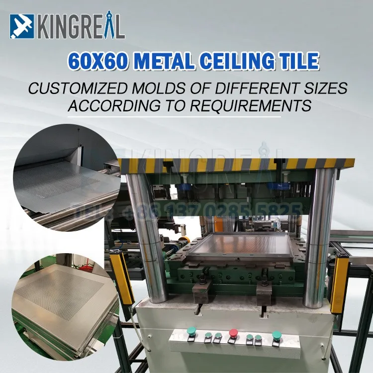 KINGREAL High Speed Ceiling Tile Production Line Suspended Drop False Metal Ceiling Perforated Panel 60X60CM Automatic Line