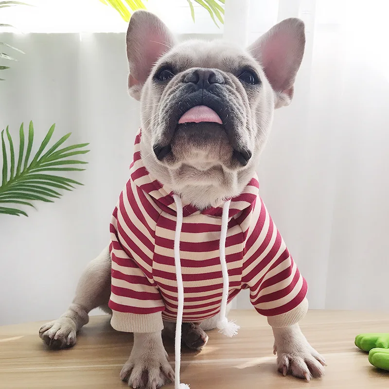 OEM/ODM Spring Autumn Striped Dog Clothing Apparel Male and Female Kitten Hoodie with Hats Family Clothes for Dogs Cats