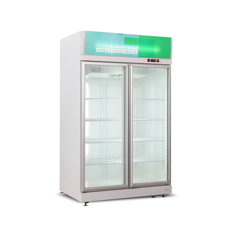 2 Transparent Glass Door Commercial Refrigerator Used Flower