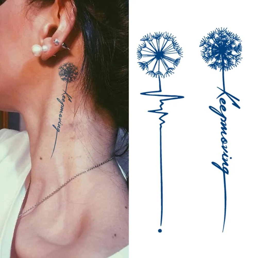 Semi Permanent Waterproof Temporary Tattoos Stickers 100% Plant-Based Ink  Realistic Heartbeat English Inspirational Quotes Words