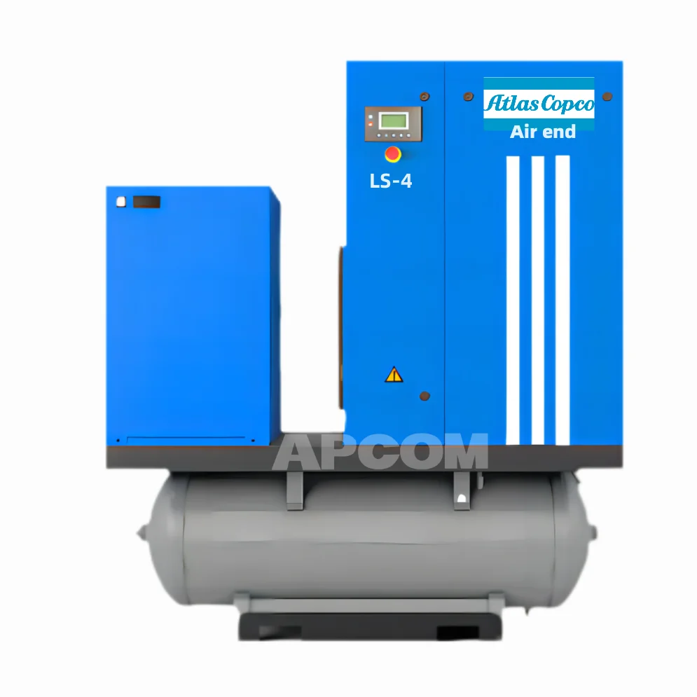 KW HP Head 4KW 5HP Scroll Industrial Rotary Screw Air Compressor With  300L 10 Gallon Dryer tank 220V 380V 10 Bar - Main Image