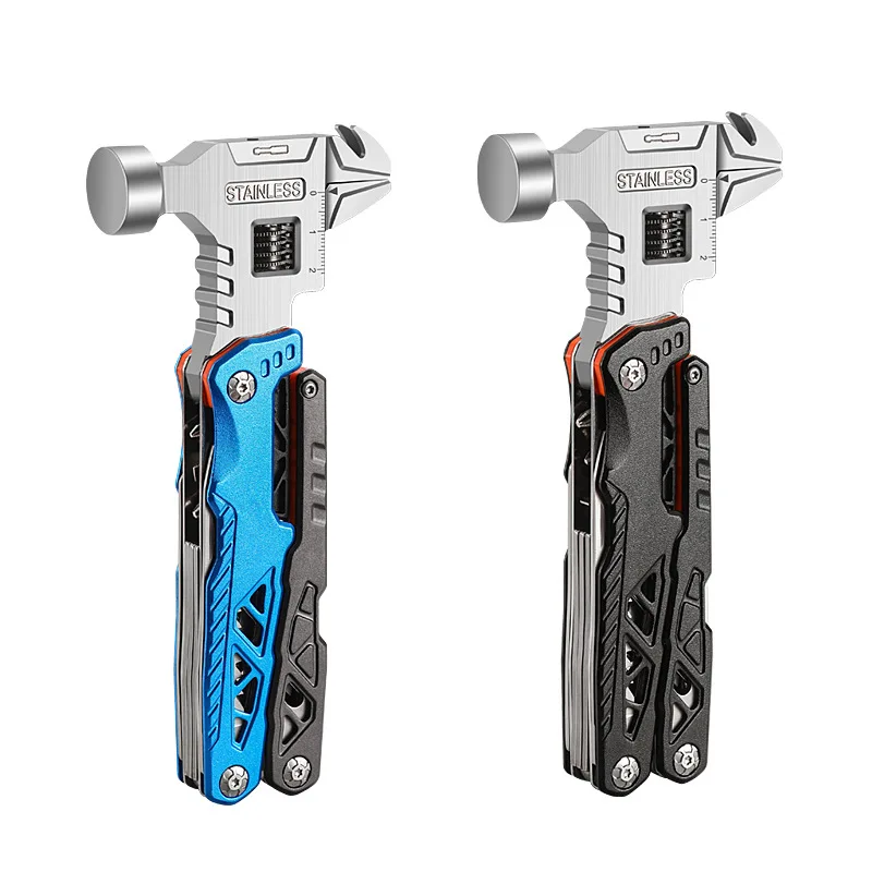 18-in-1 Stainless Steel Powerful Multi-Functional Camping Gear Outdoor Folding Safety Hammer for DIY OEM Customizable